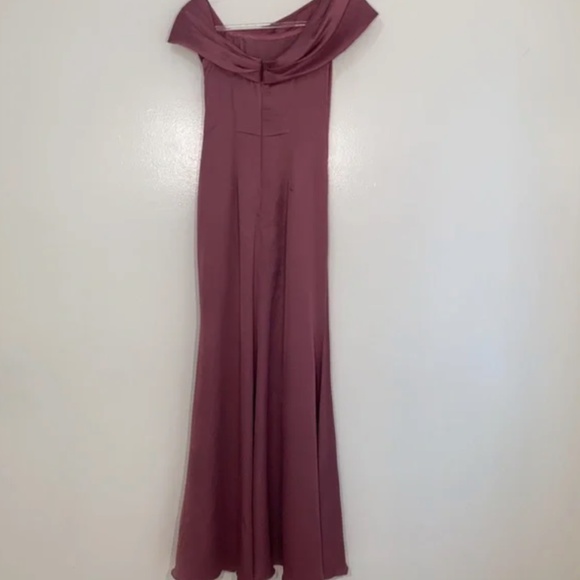 ASOS EDITION satin Bardot drape wrap maxi dress in orchid size 4 - Picture 8 of 11